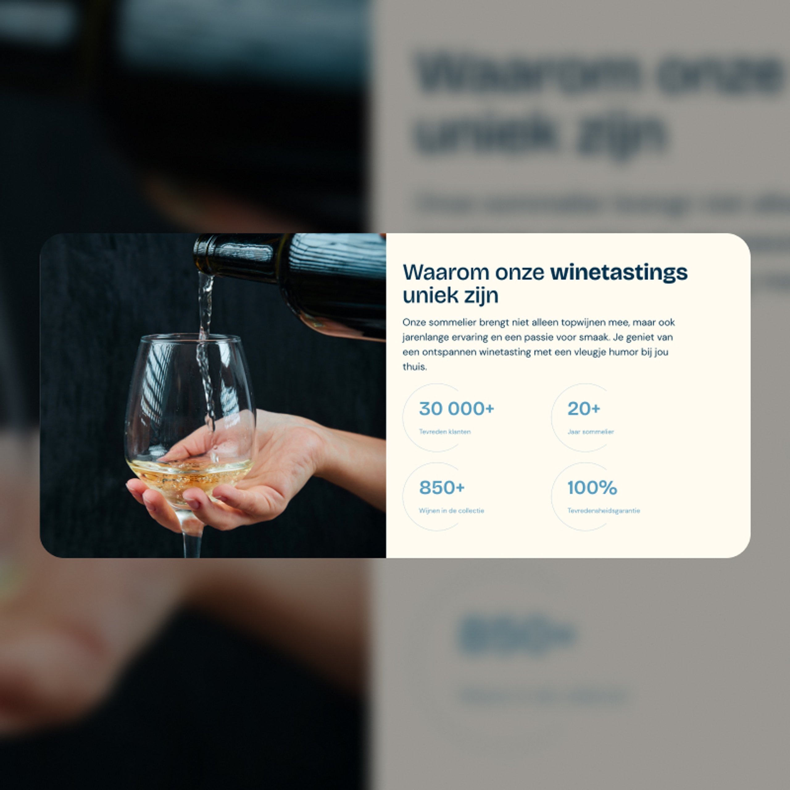 Wijnhuis Bernard: sectie Waarom onze winetastings uniek zijn, met cijfers en foto