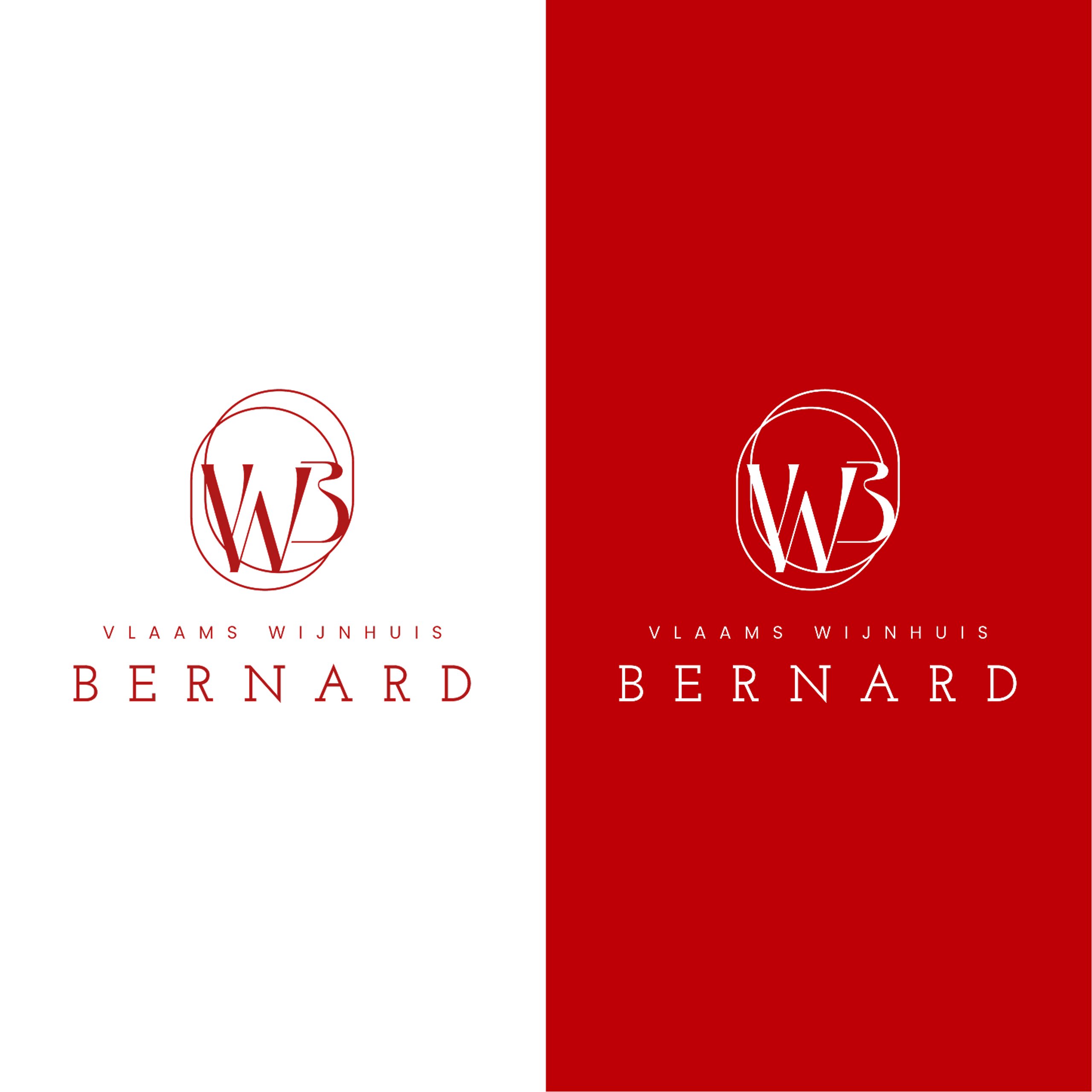 Wijnhuis Bernard: logo in rood op wit en in wit op rood