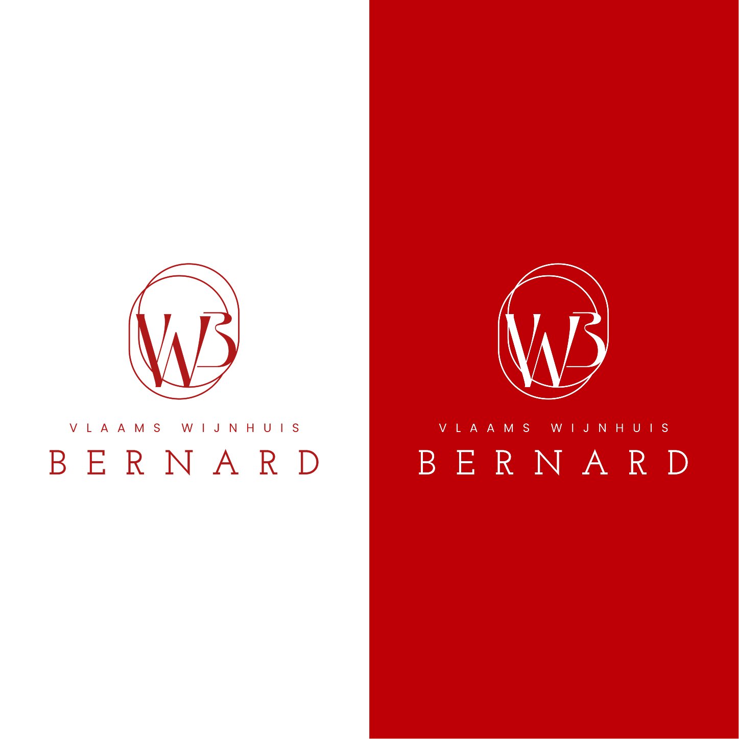 Wijnhuis Bernard: logo in rood op wit en in wit op rood