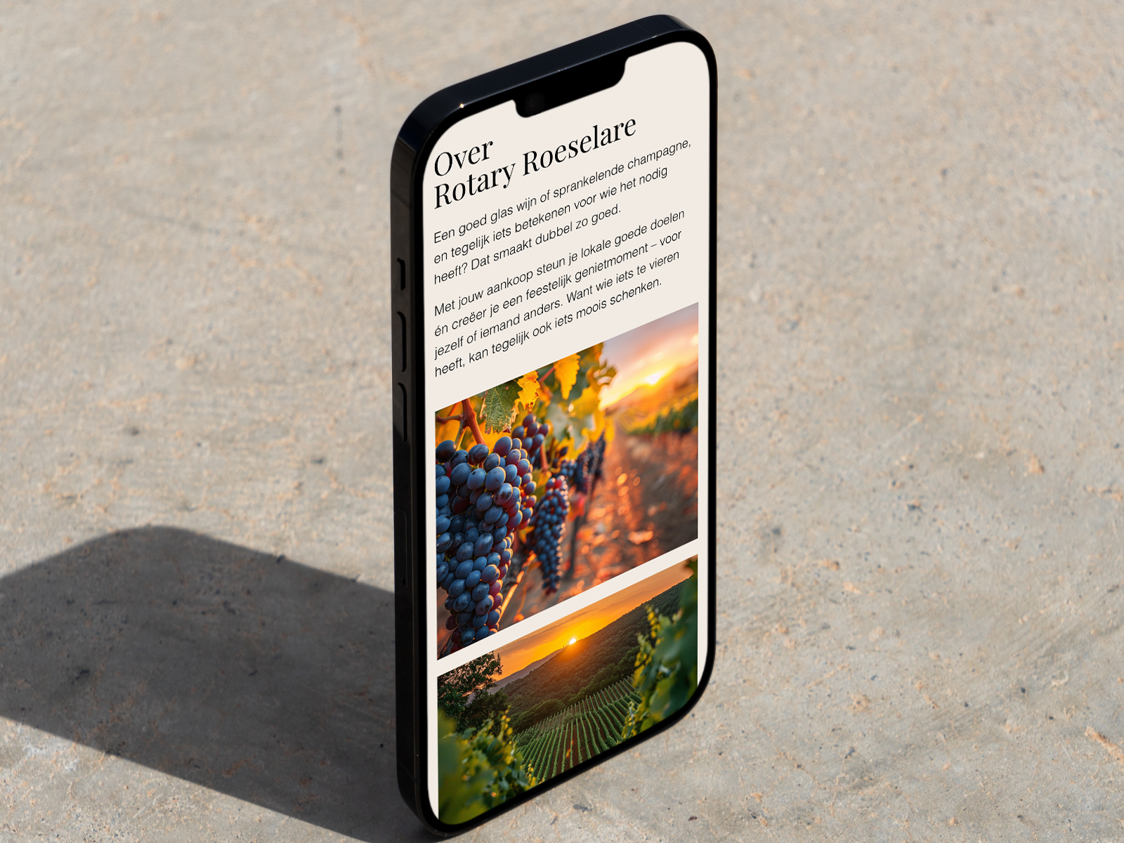 Rotary Roeselare Mercurius: pagina Over Rotary Roeselare op een smartphone