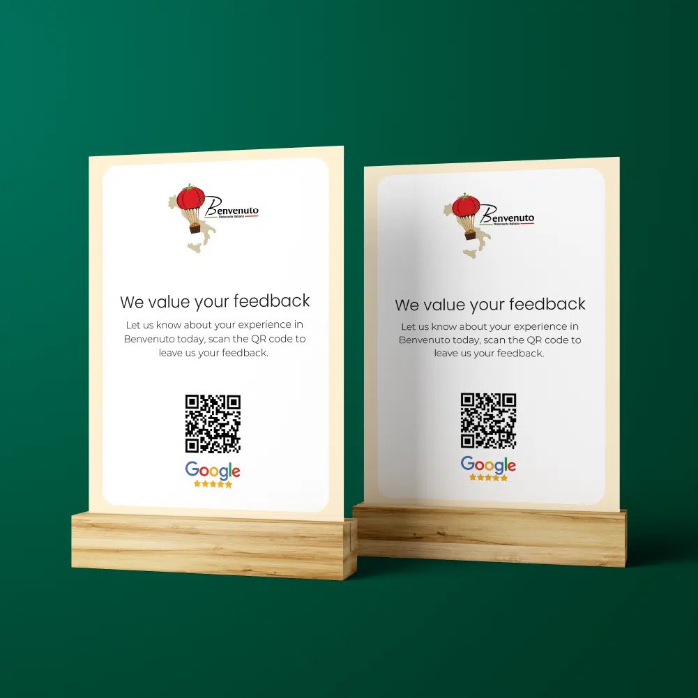 Tafeldisplay met QR-code
