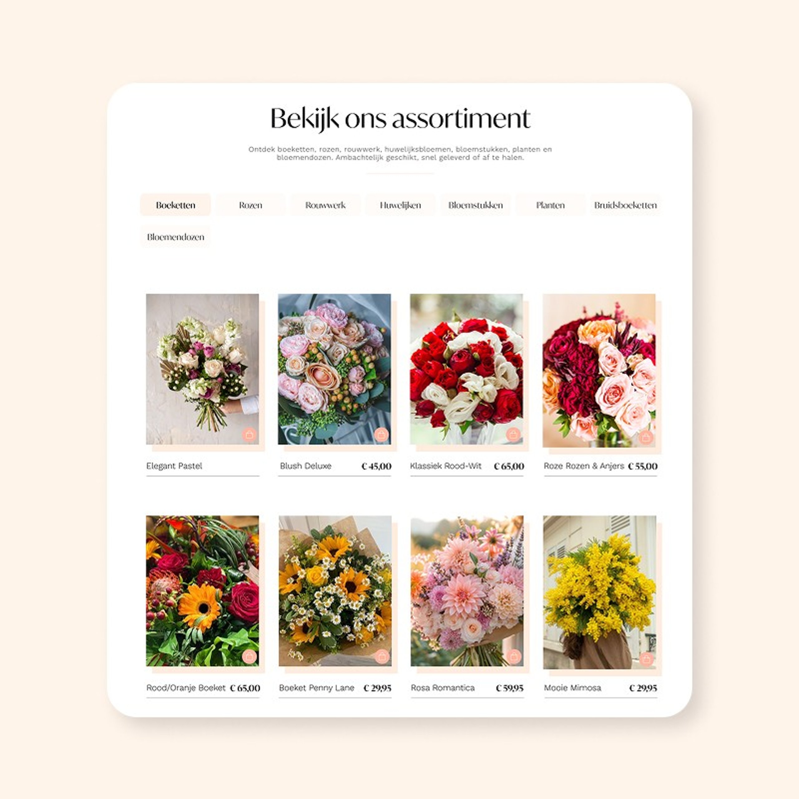 David's Hof: shoppagina met filters per categorie