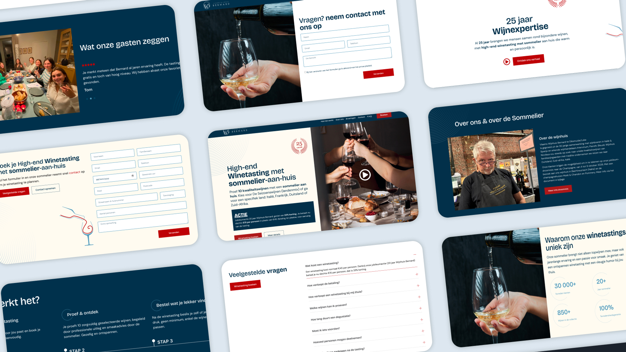 Wijnhuis Bernard: collage van de pagina's van de website