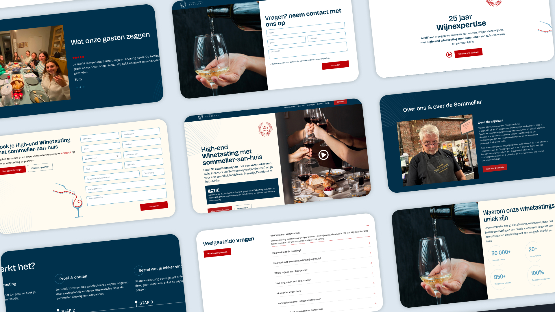 Wijnhuis Bernard: collage van de pagina's van de website