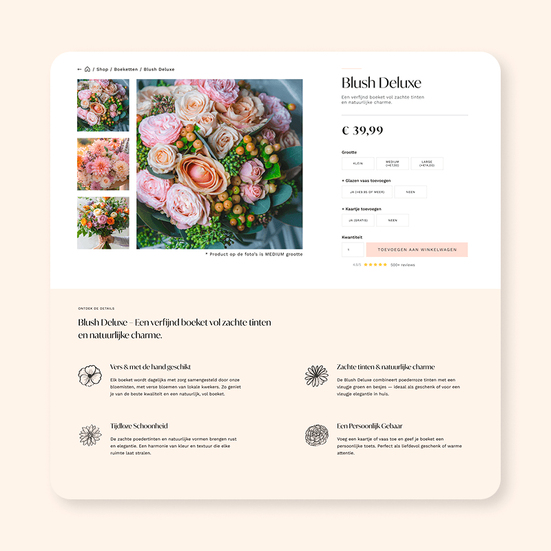 David's Hof: productpagina met galerij en prijsopties