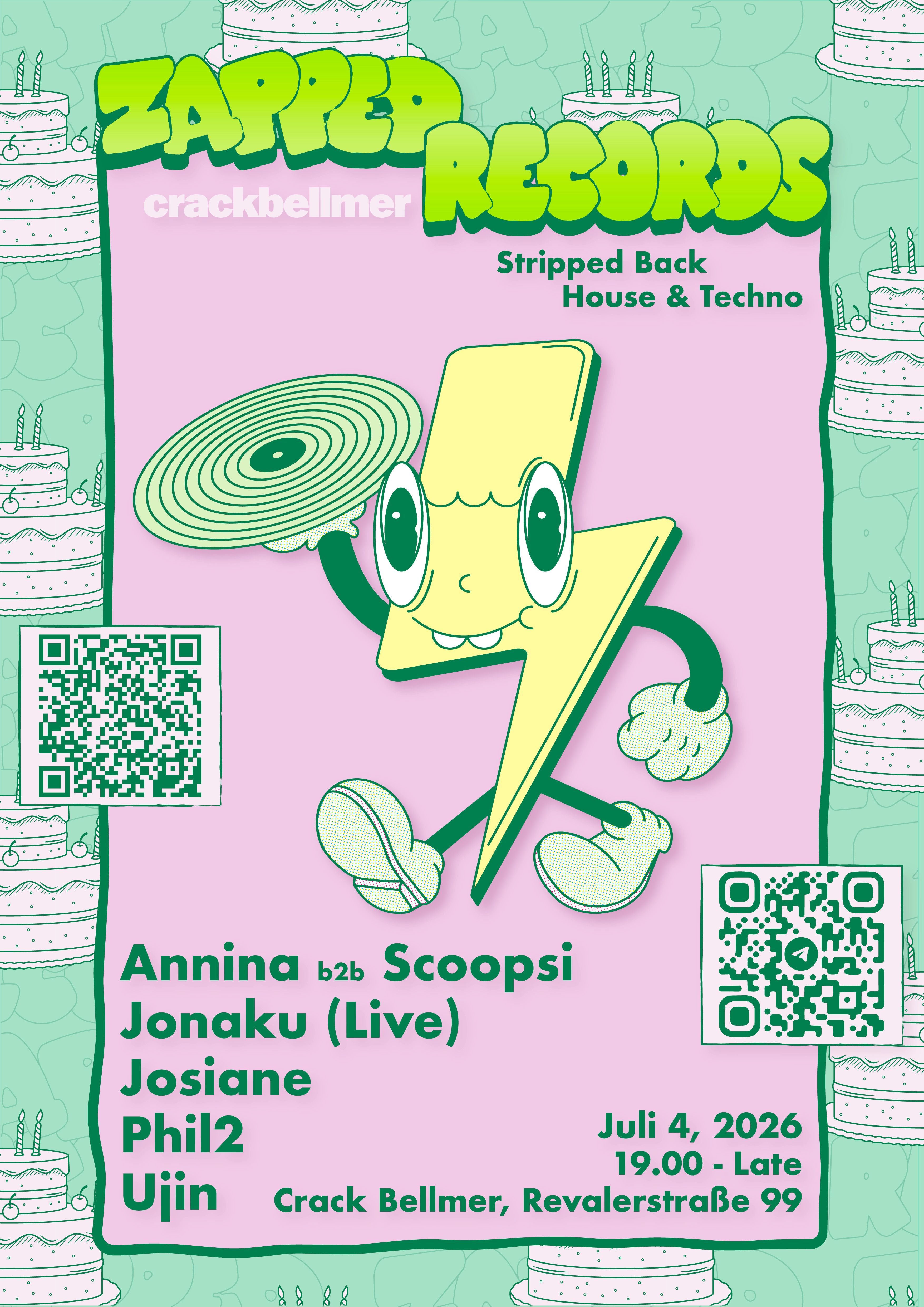 Zapped Records Jonaku Birthday Special at Crack Bellmer poster