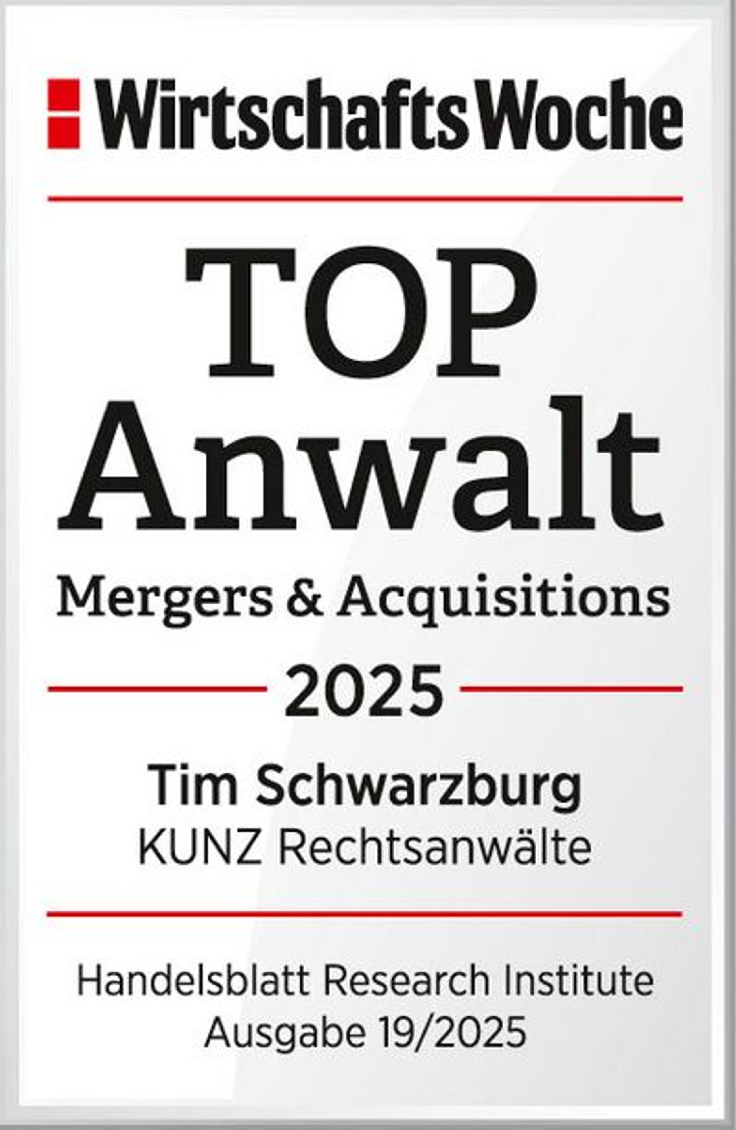Top Anwalt Mergers & Acquisitions 2025 – Tim Schwarzburg