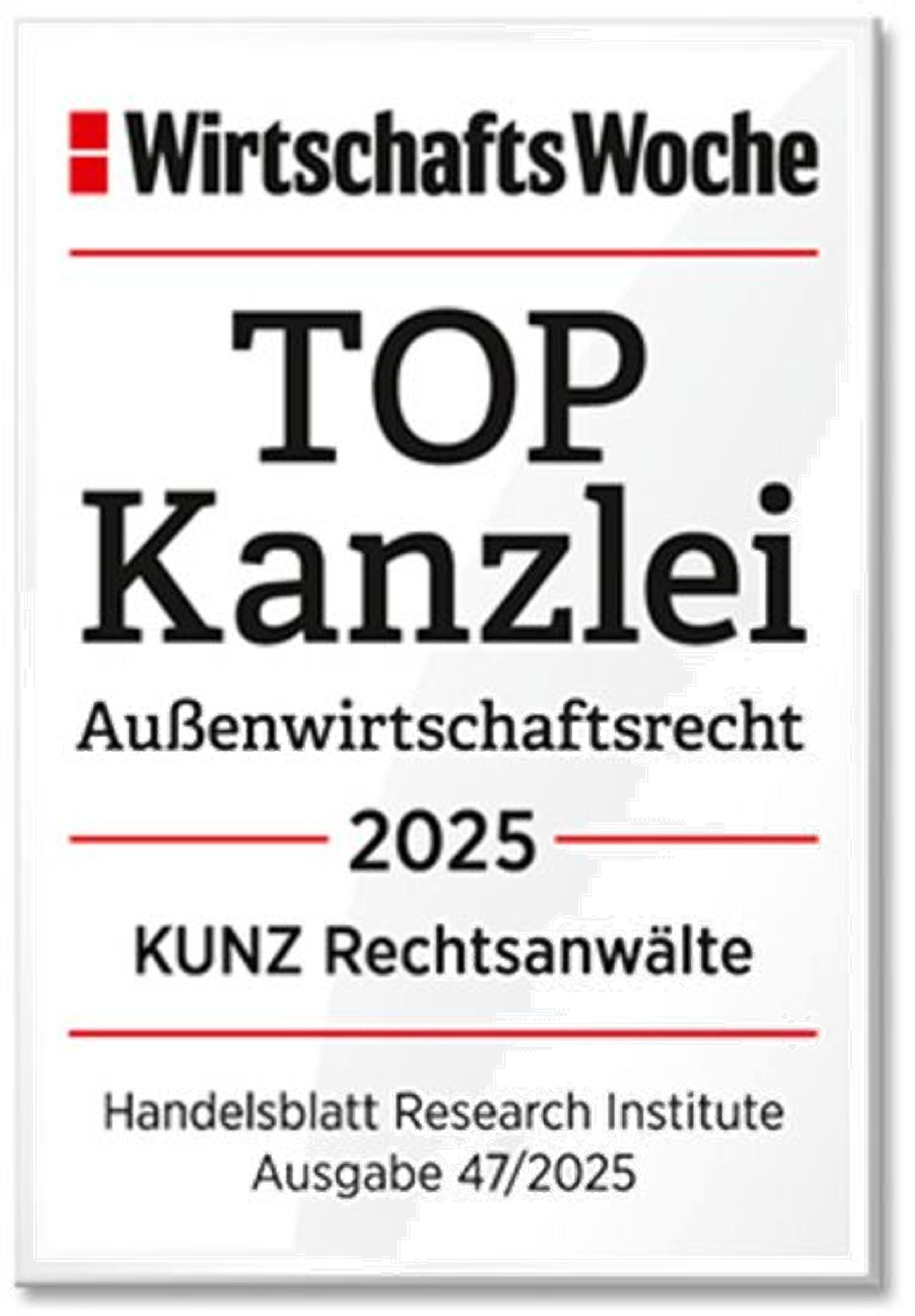 WirtschaftsWoche TOP Kanzlei Außenwirtschaftsrecht 2025