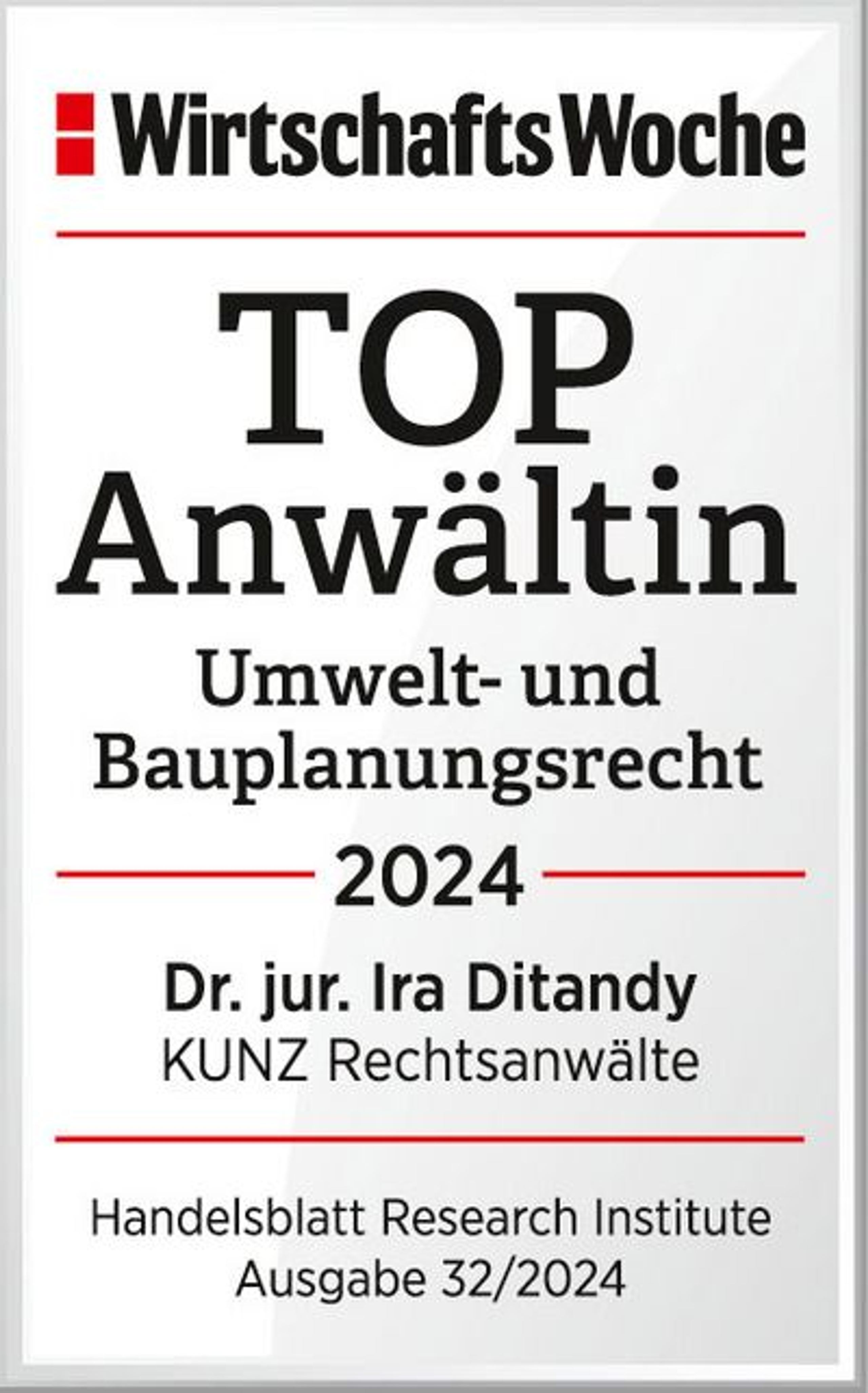 Top Anwältin Umwelt- und Bauplanungsrecht 2024 – Dr. jur. Ira Ditandy