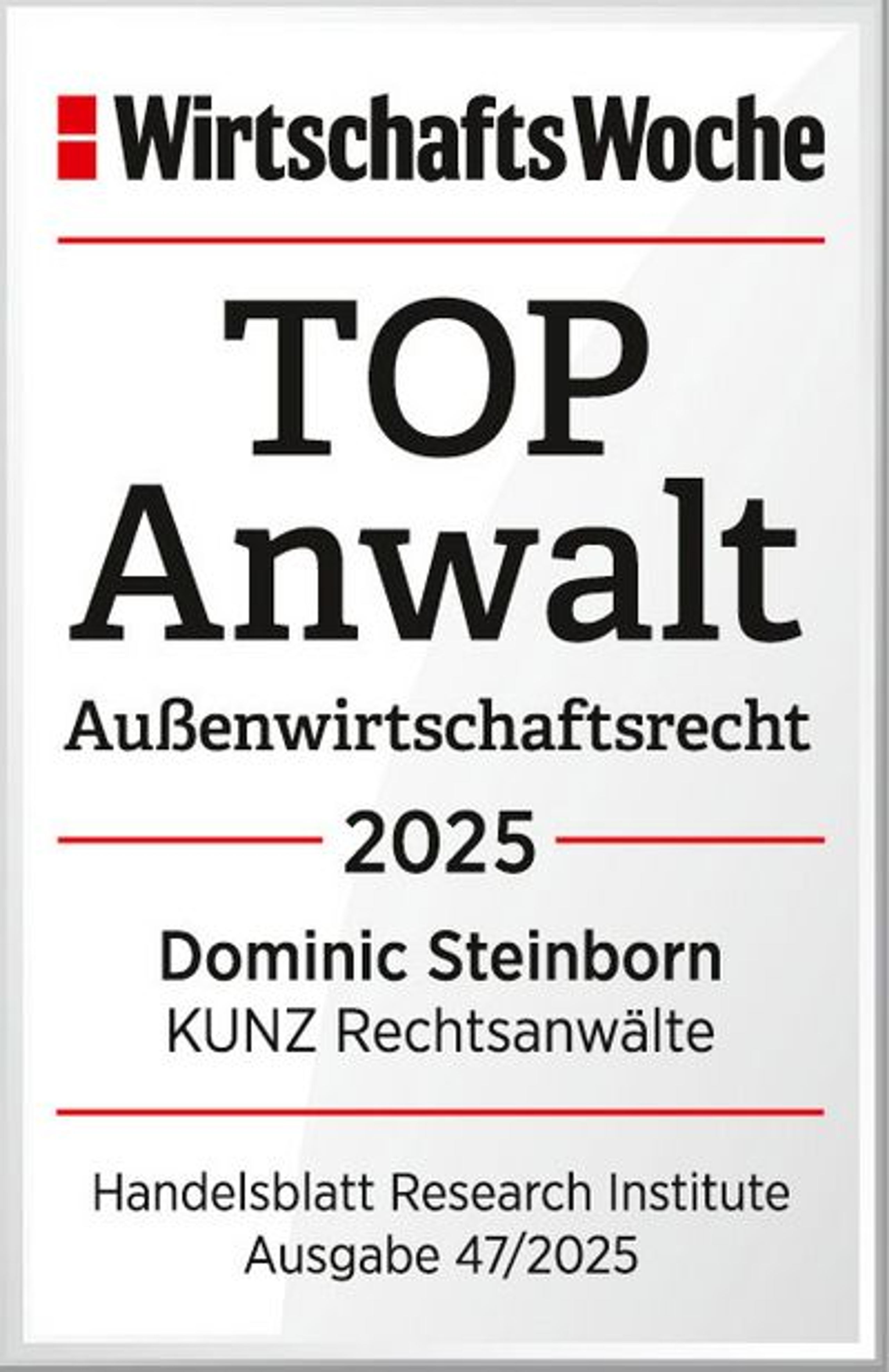 Top Anwalt Außenwirtschaftsrecht 2025 – Dominic Steinborn