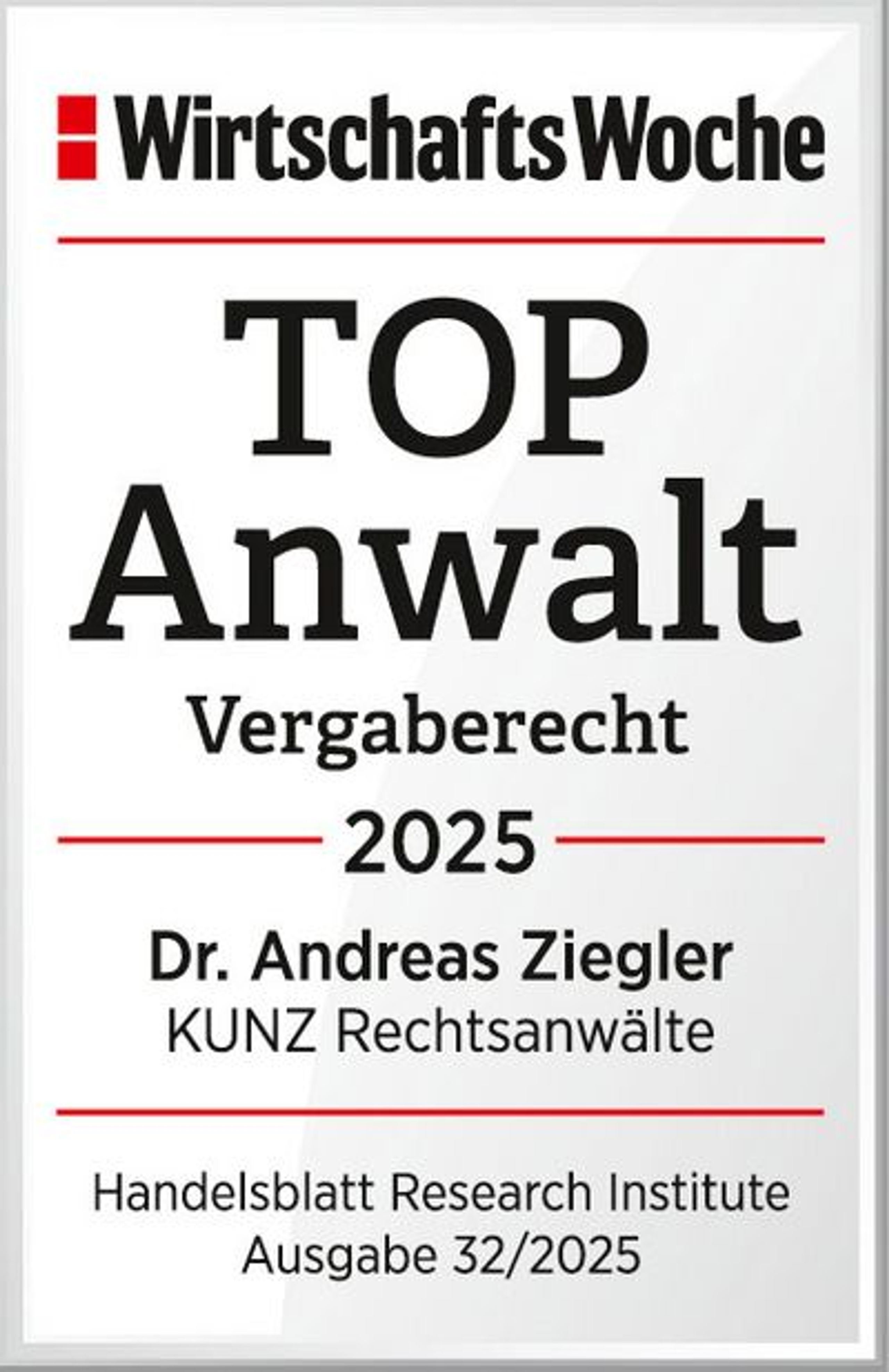 Top Anwalt Vergaberecht 2025 – Dr. Andreas Ziegler