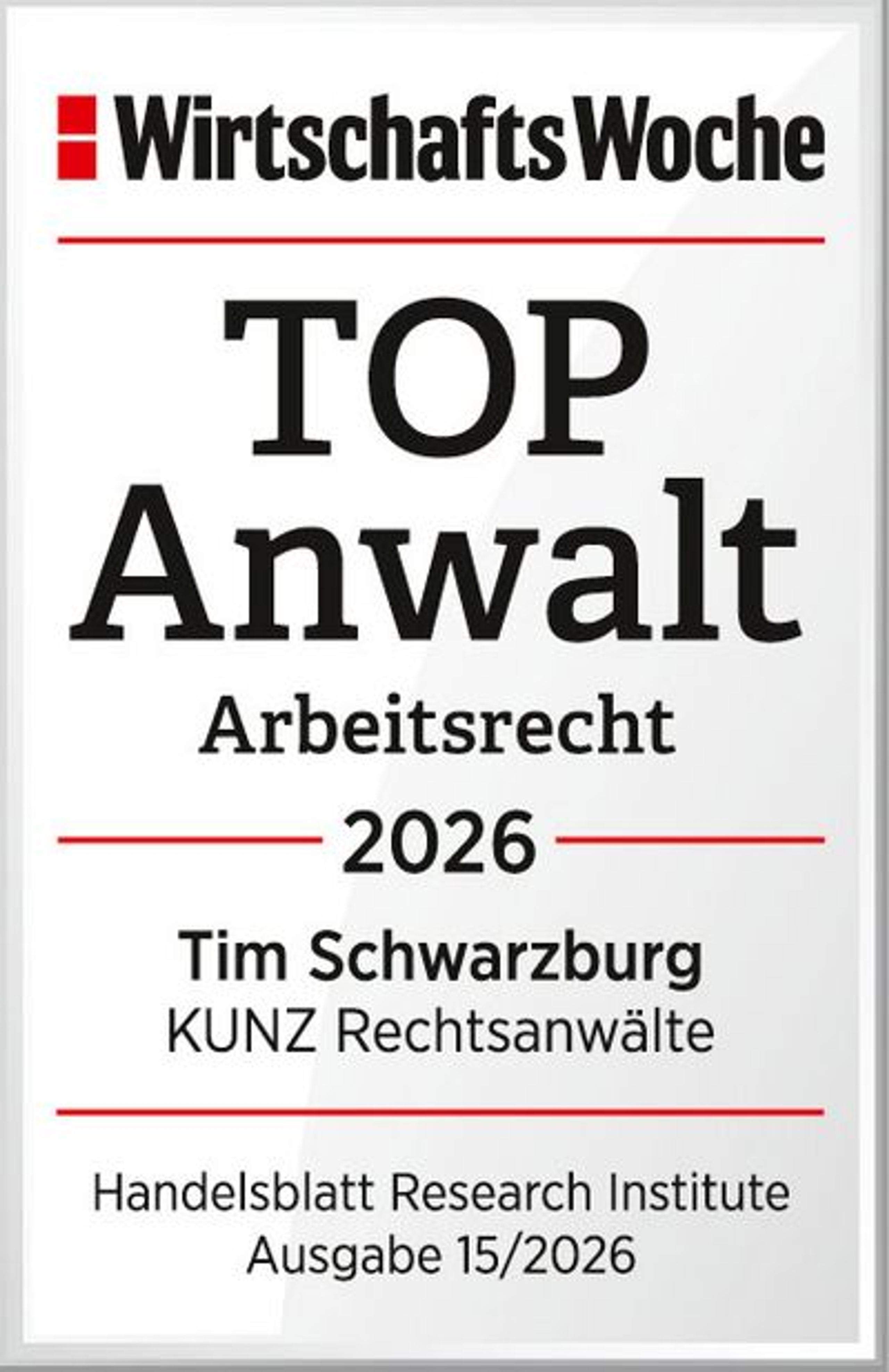 Top Anwalt Arbeitsrecht 2026 – Tim Schwarzburg