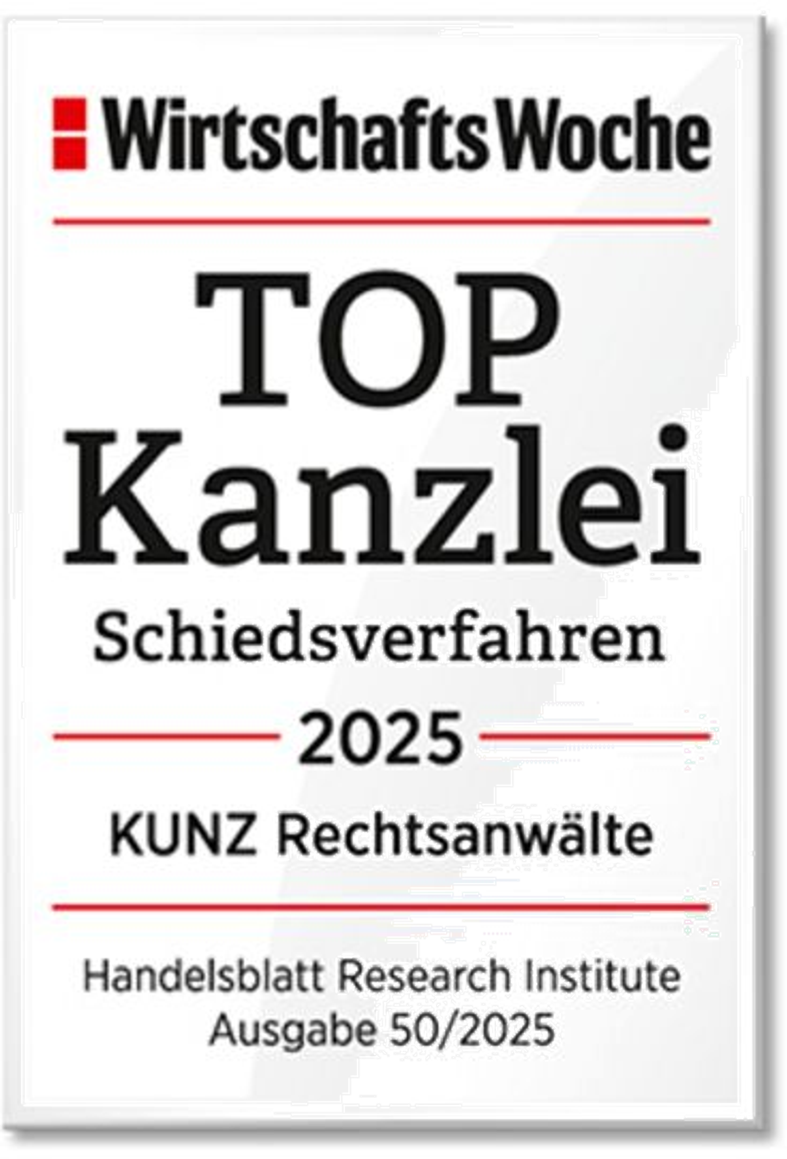 WirtschaftsWoche TOP Kanzlei Schiedsverfahren 2025
