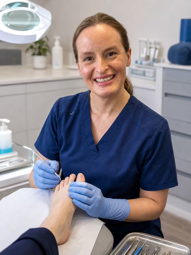 Active Step clinician providing routine foot care treatment