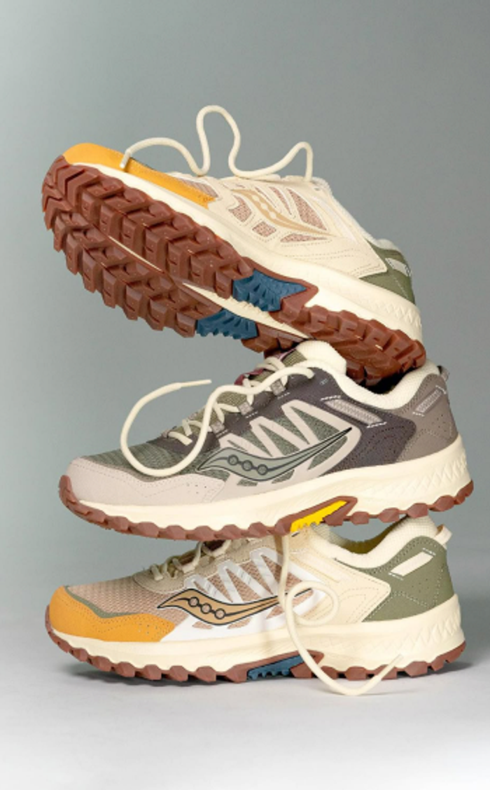 Saucony trail running shoes stacked