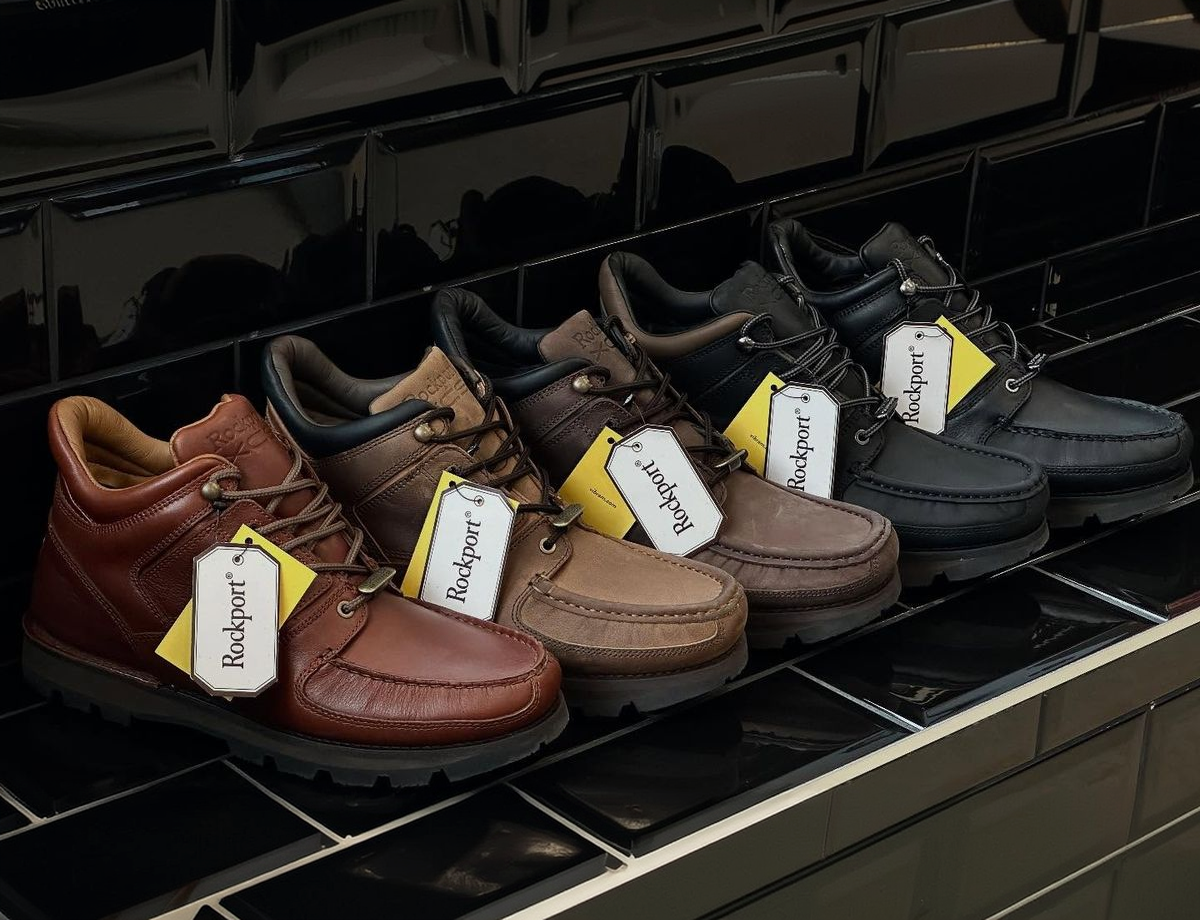 Rockport shoes on display with hangtags