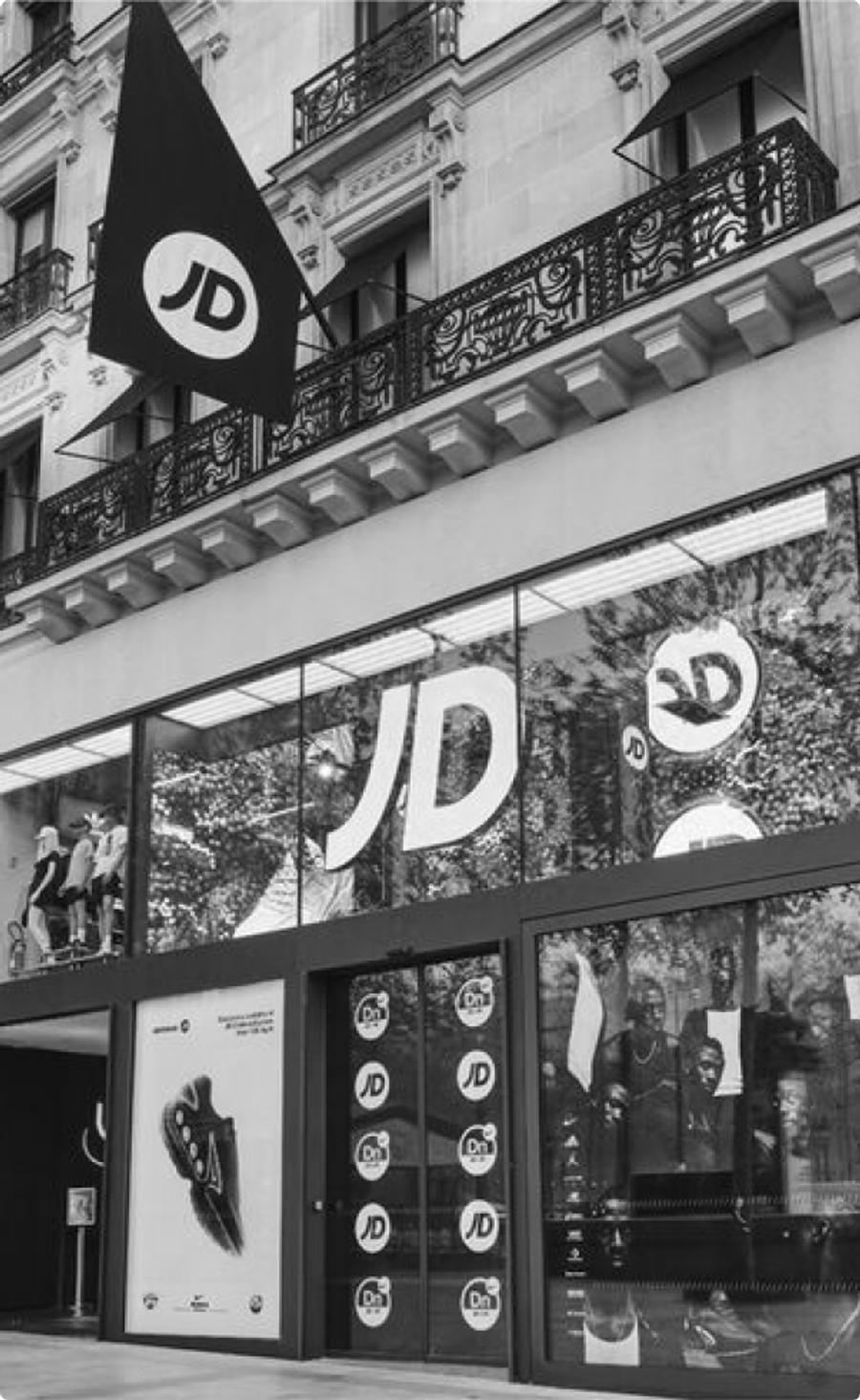 JD Sports flagship store on a Paris street