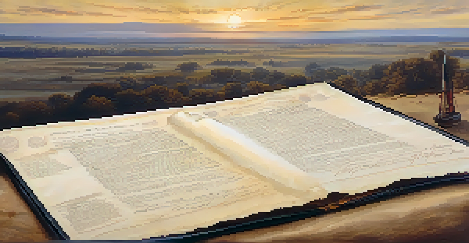 A close-up of a historic treaty document with signatures of Native American leaders, set against a blurred Kansas landscape.