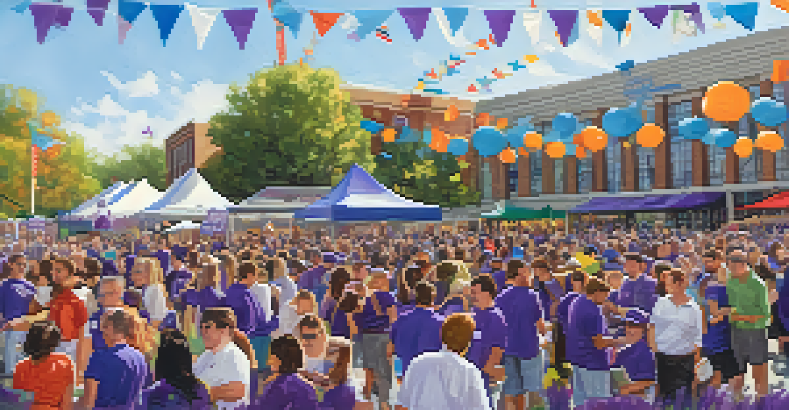 A festive Homecoming celebration at Kansas State University with students and colorful decorations.