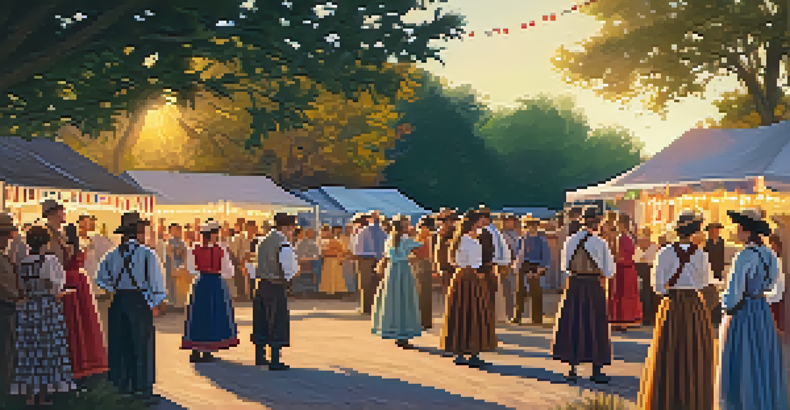 Attendees participating in historical reenactments and folk dances at a cultural festival in Salina, Kansas.