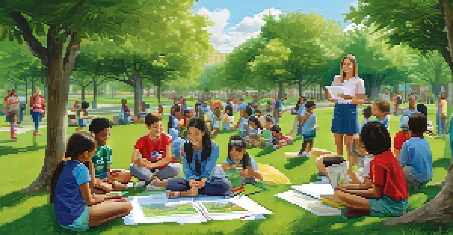 Future educators participating in a hands-on teacher preparation event in a park.