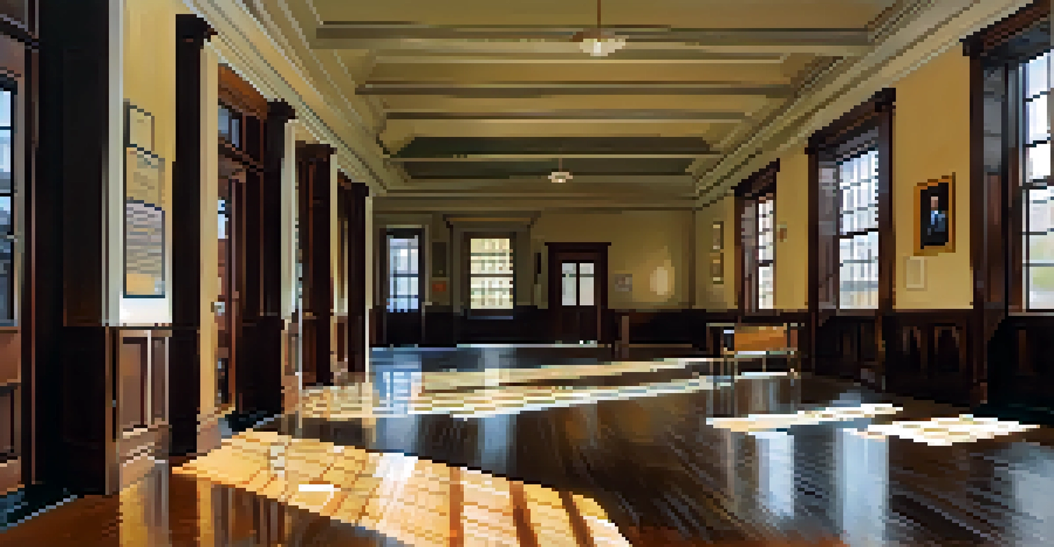 Inside the Brown v. Board of Education site, showing the exhibits and hallways filled with educational materials.