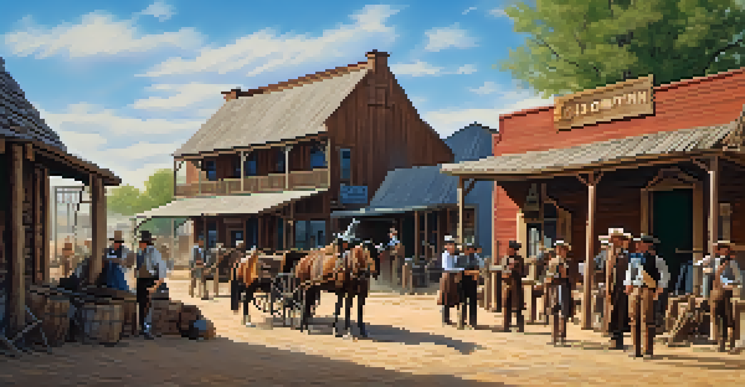 A lively reenactment of a Wild West scene at the Old Cowtown Museum with actors in historical costumes.