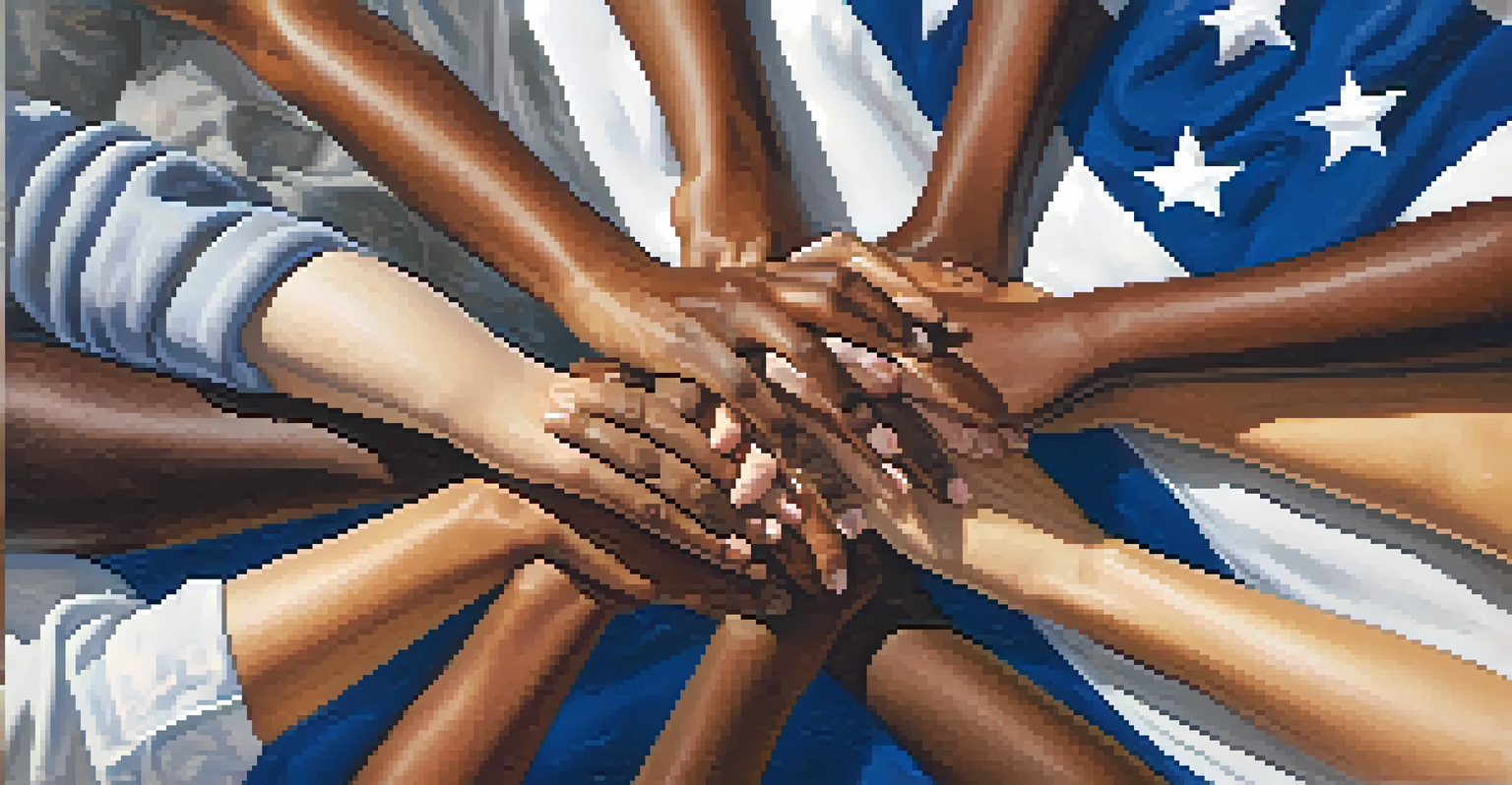 Diverse hands symbolizing unity among political parties in Kansas.