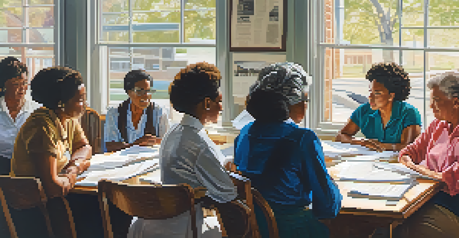 A group of diverse women gathered in a community meeting, discussing civil rights issues in Kansas City.