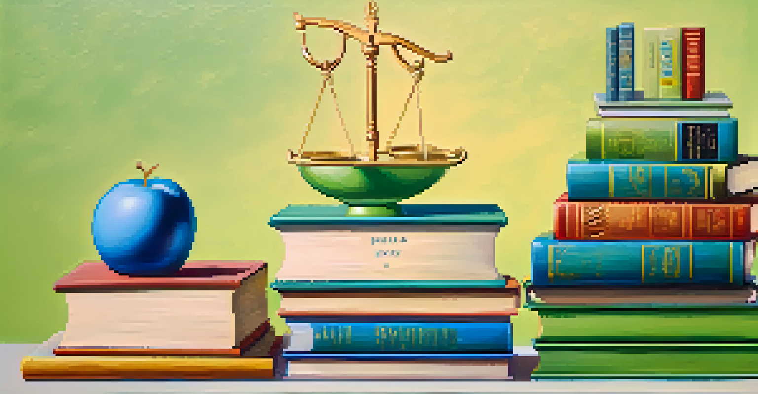 A scale balancing books and dollar signs, symbolizing education funding challenges.