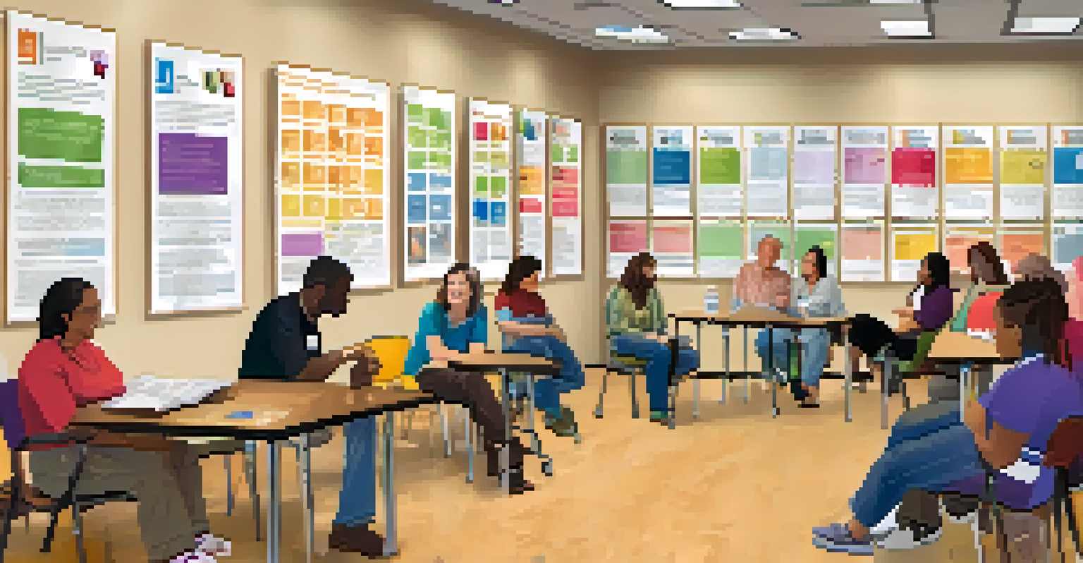 A community workshop with parents discussing resources for children with disabilities, filled with energy and collaboration.