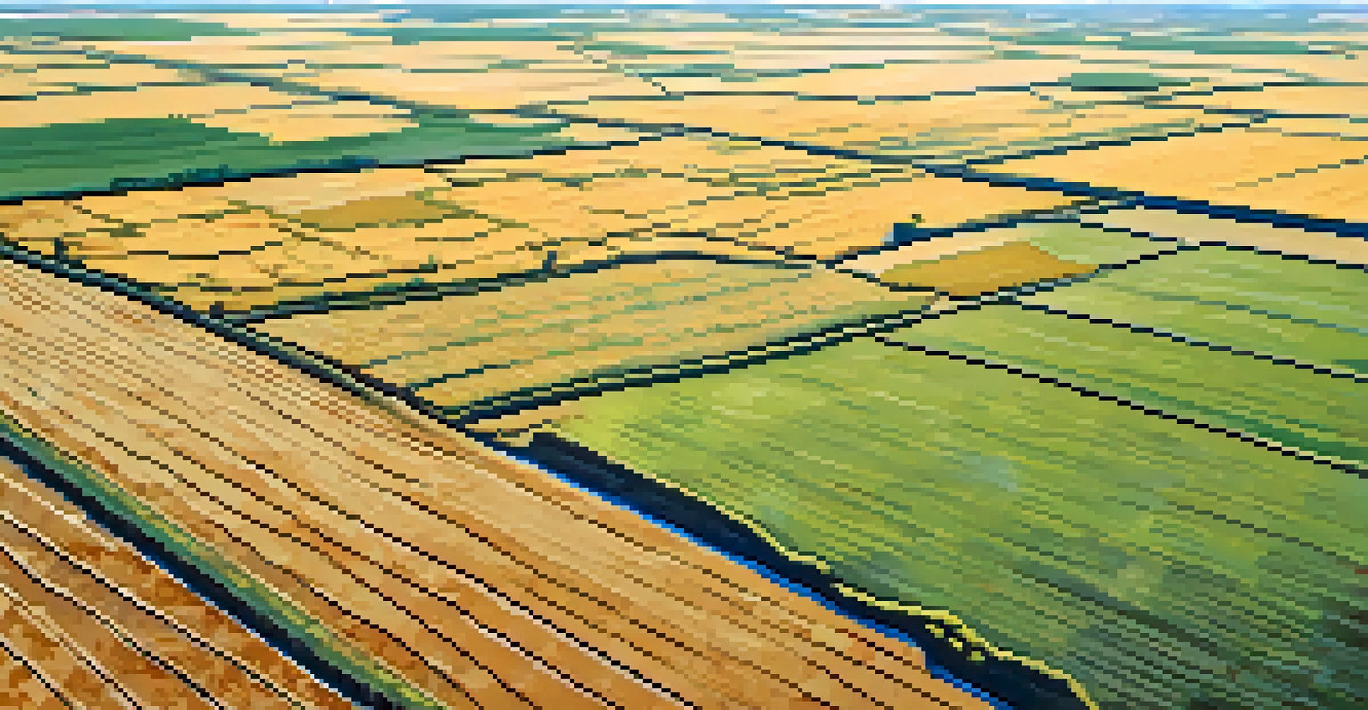 An aerial view showing contrasting wheat fields in Kansas affected by drought.