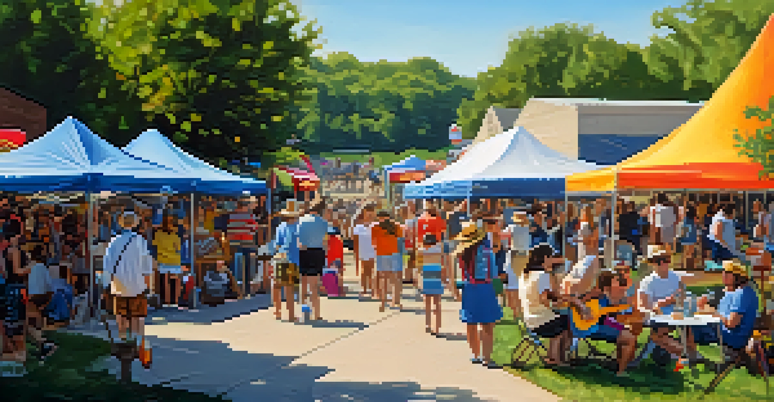 A scene from the Smoky Hill River Festival with artists, musicians, and families enjoying the riverside festivities.