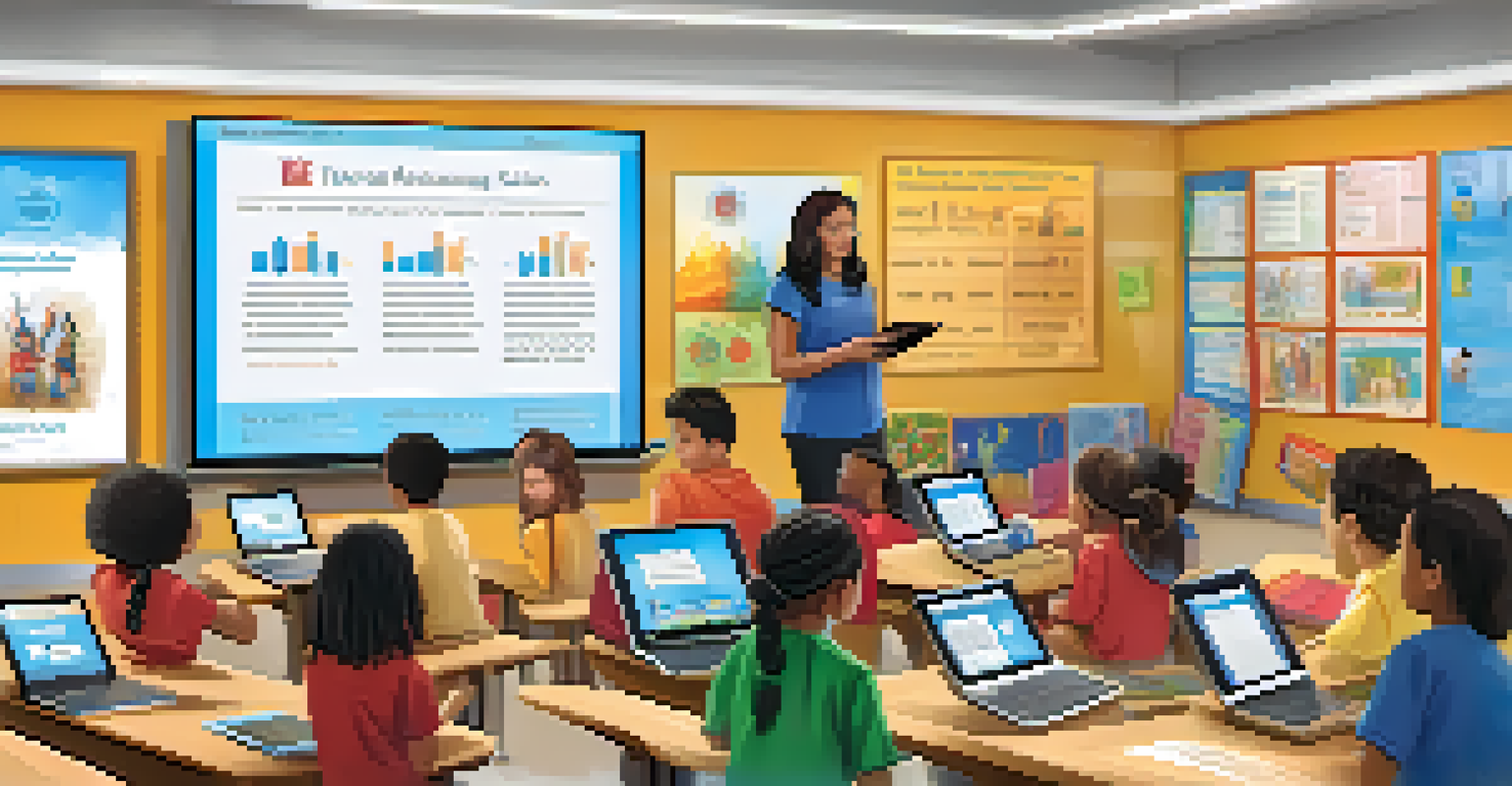 An engaging digital classroom where students are learning Native American languages, with a teacher and various educational materials visible.