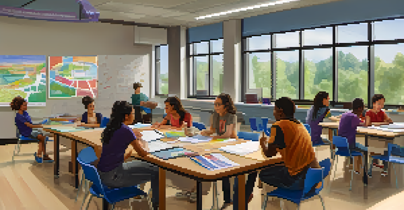 A modern classroom scene at Kansas State University with students collaborating on a project.
