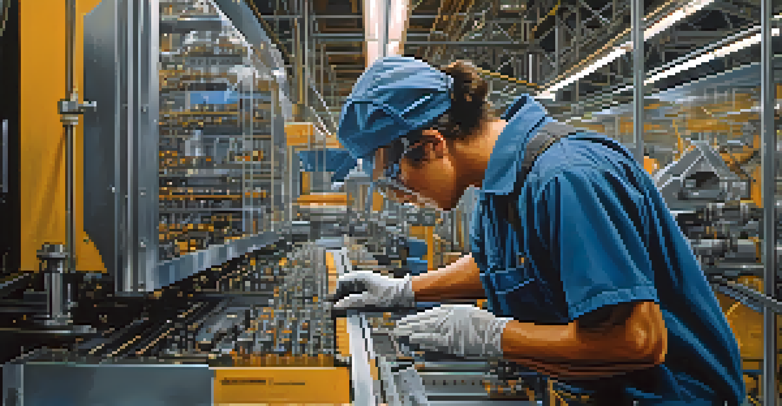 A skilled worker operating advanced machinery, highlighting the details of the equipment and the worker's concentration.