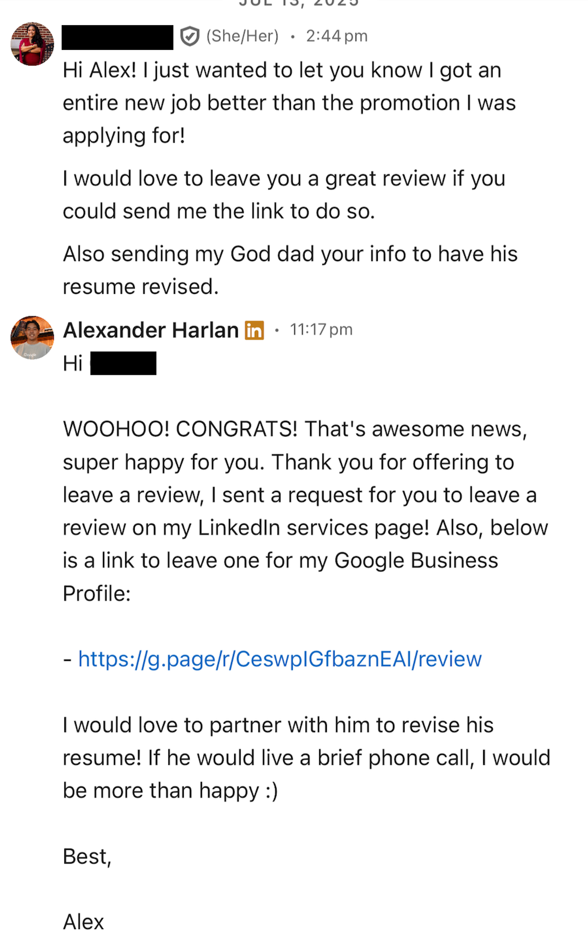 Client offer confirmation