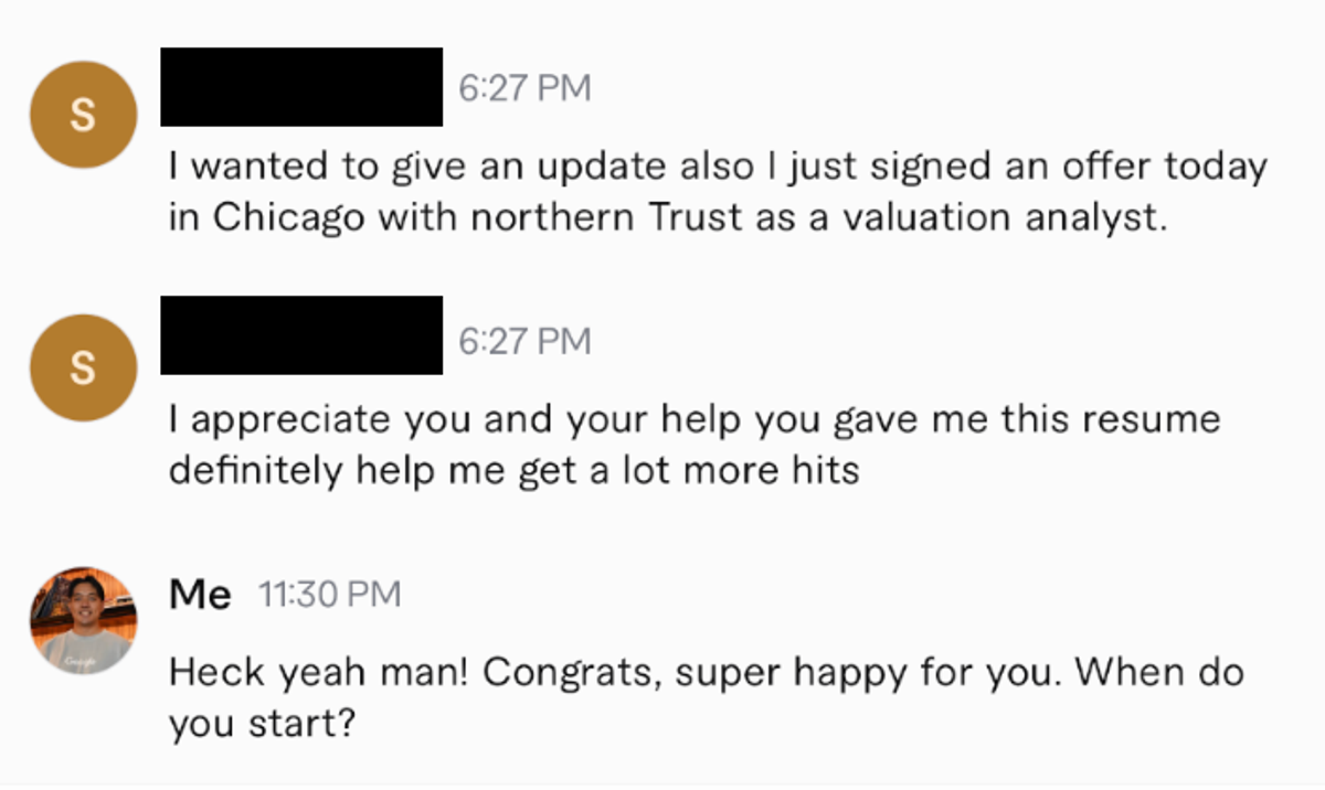 Client offer confirmation