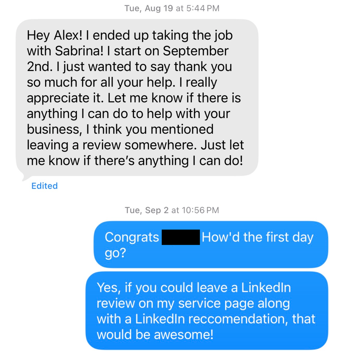 Client offer confirmation