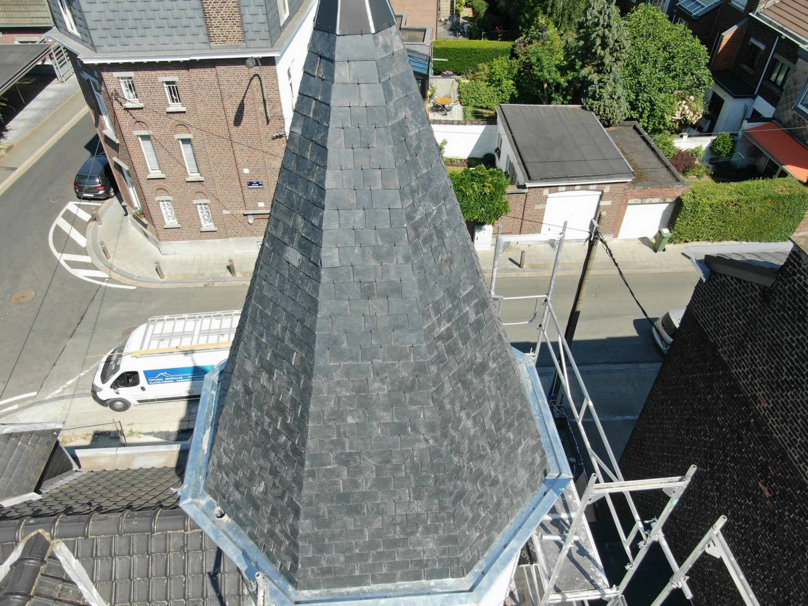Tourelle en ardoises — chantier ART'COUV (2/4)