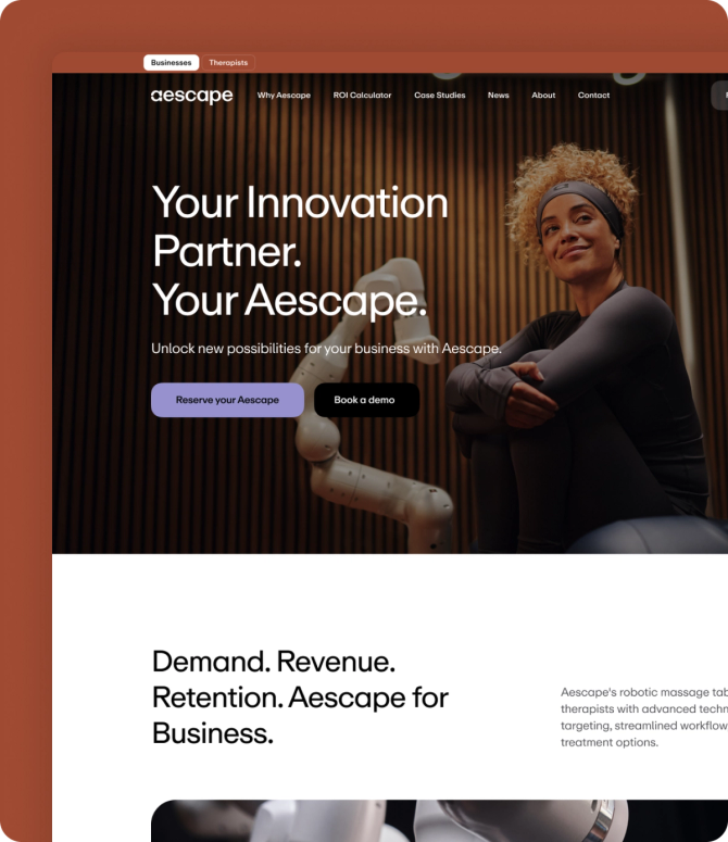 Aescape UI for businesses