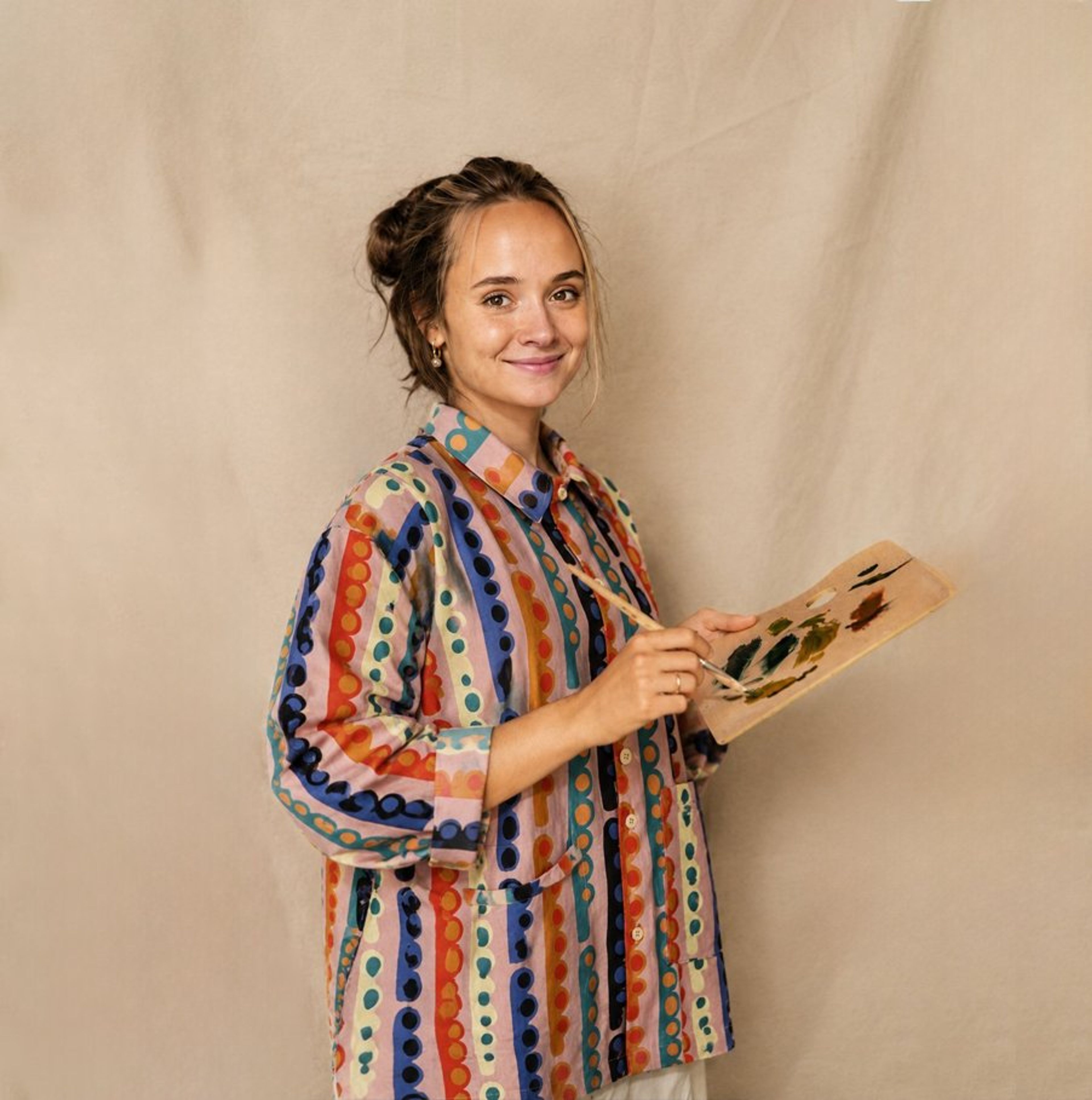 Café Chore Coat with allover print
