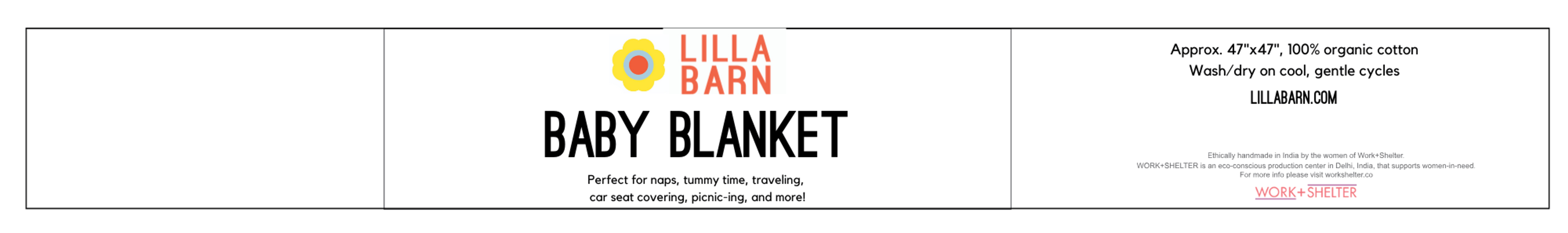 Lilla Barn branded belly band on swaddle blanket