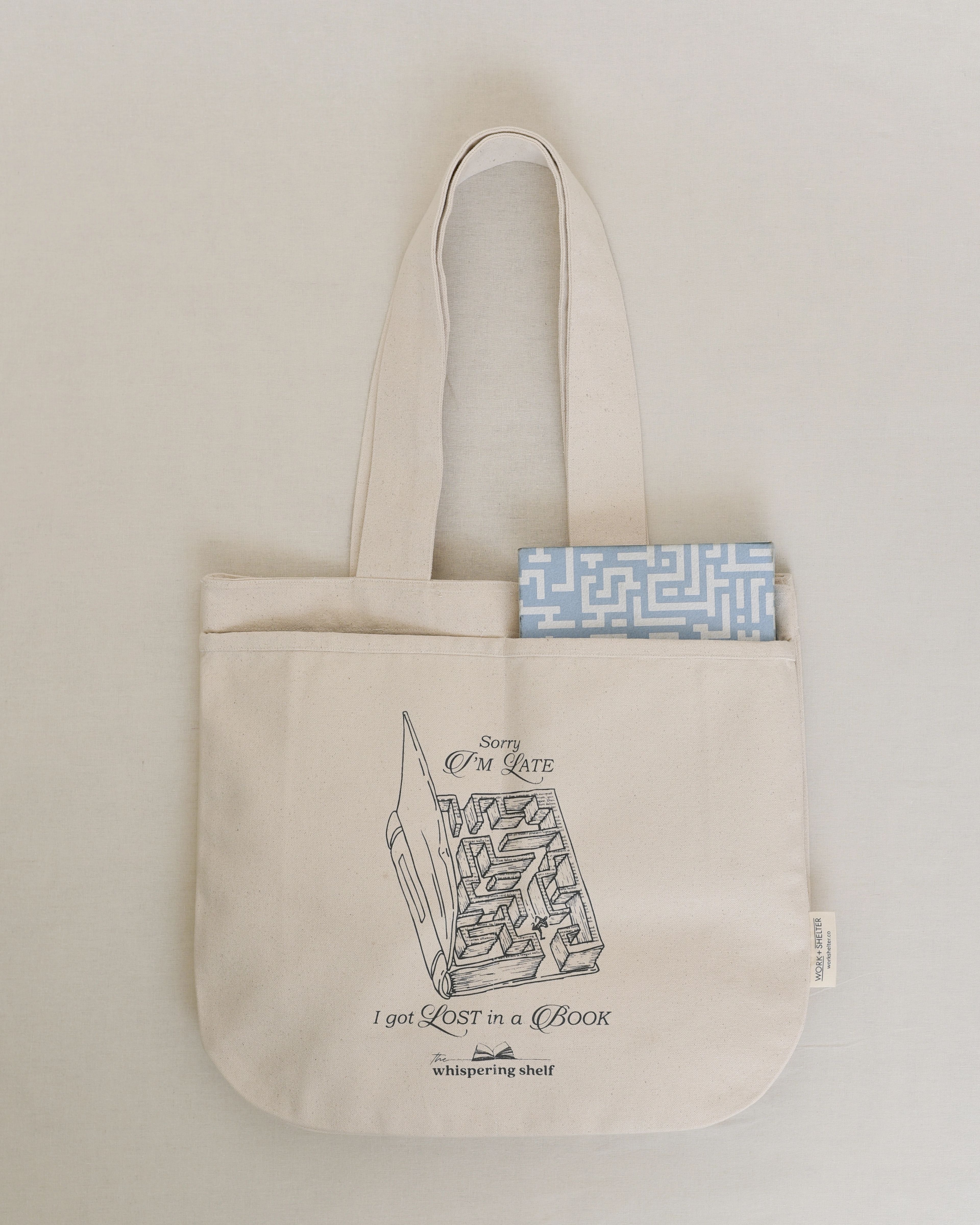 Book Bag in natural canvas with screenprtined artwork
