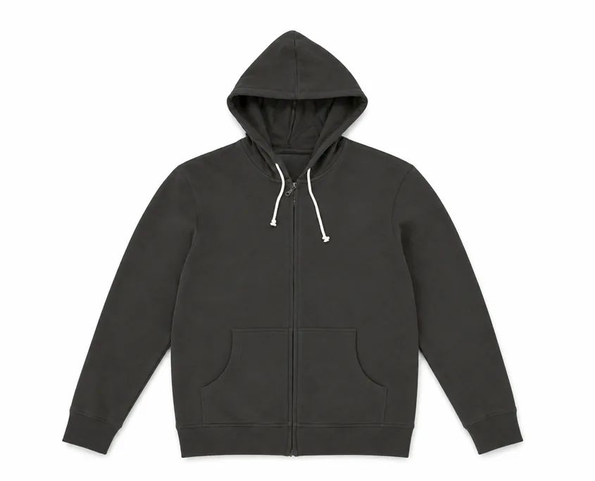 Gray Zip Hoodie in 100% organic cotton french terry