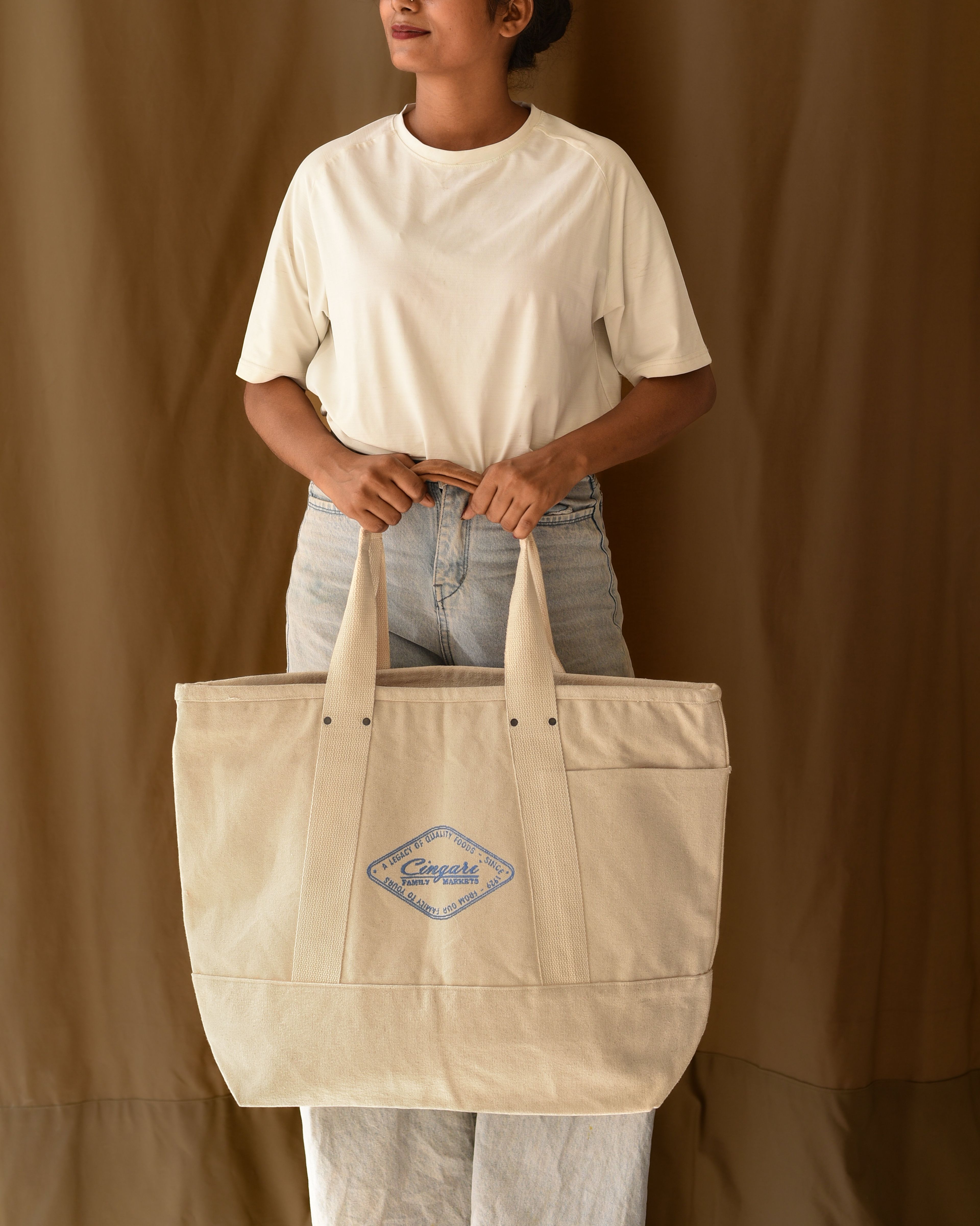 100 Year Bag in natural heavy duty 100% cotton canvas with embroidered logo on front