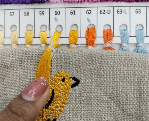 Close-up embroidery detail