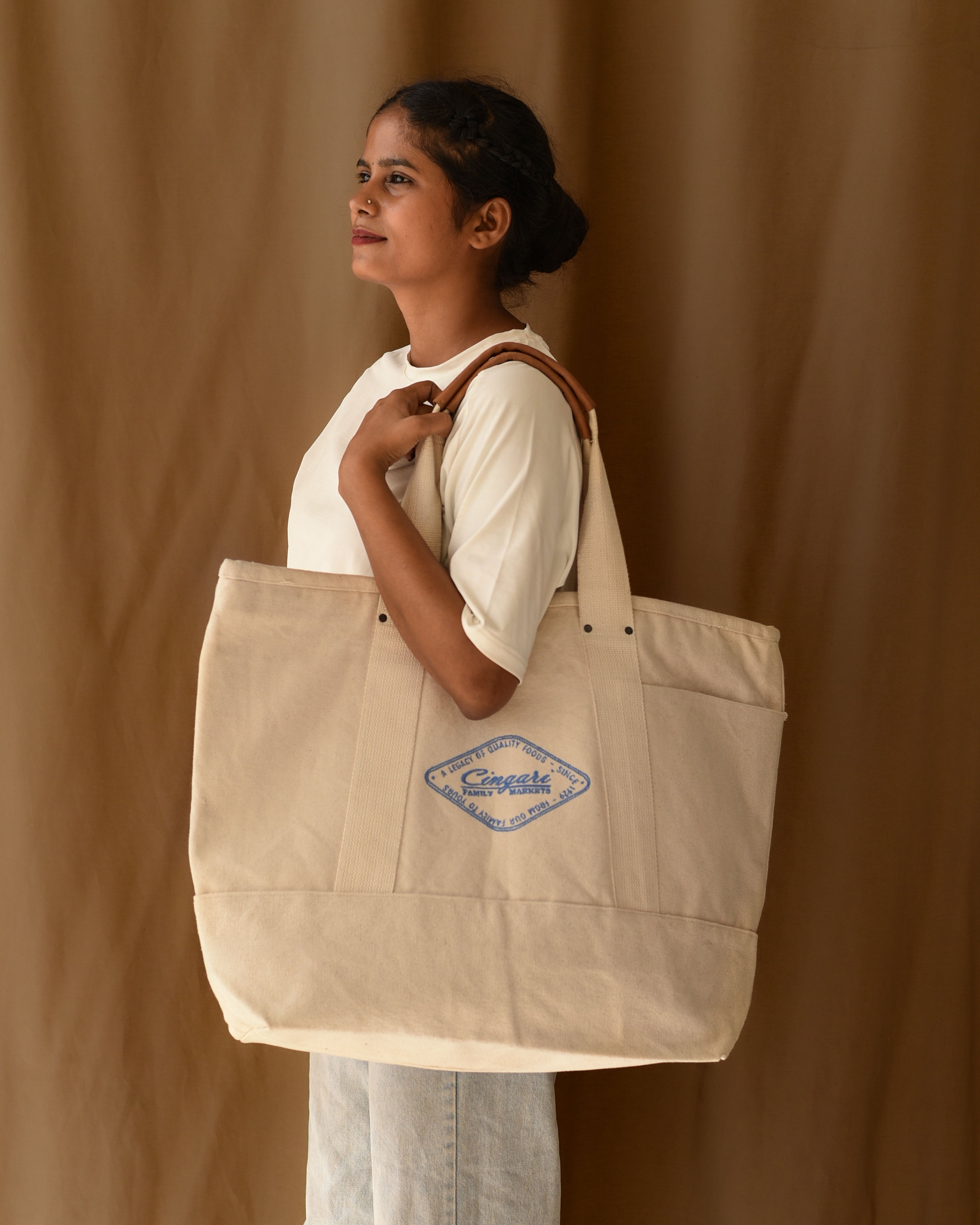 100 Year Bag in natural heavy duty 100% cotton canvas with embroidered logo on front.