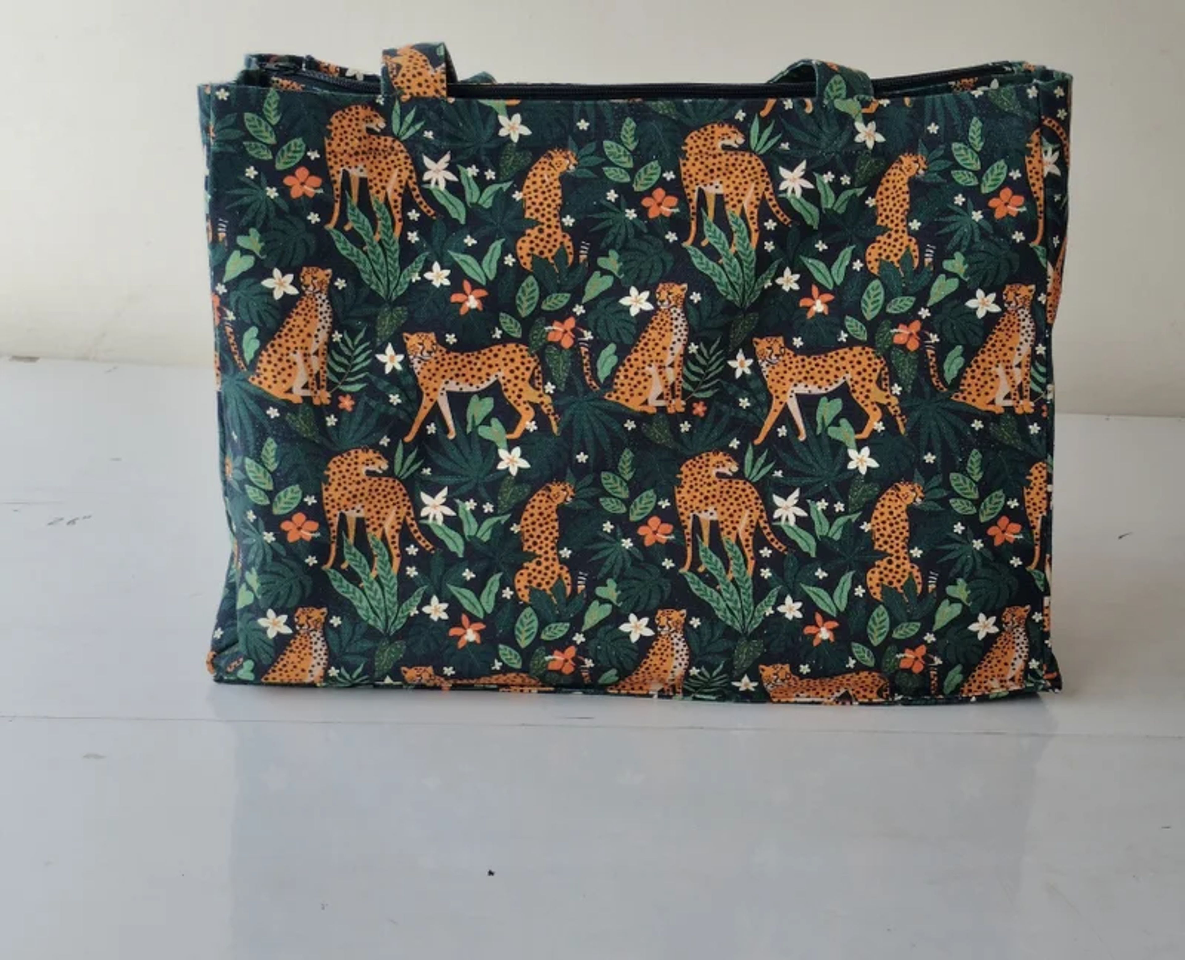 Retreat Tote with allover print artwork