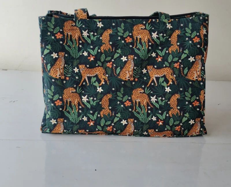 Retreat Tote with allover print artwork